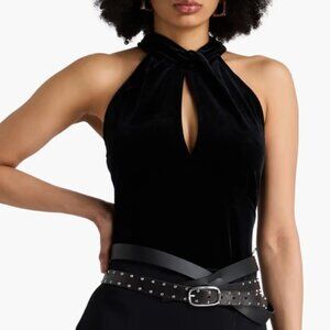 GANNI Velvet Top Black Twisted Cutout Size 36